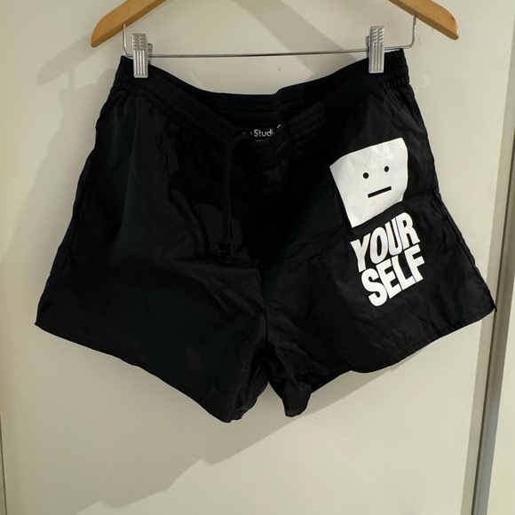 Acne Studios ‘Face Yourself’ Black Nylon Shorts - Picture 1 of 7
